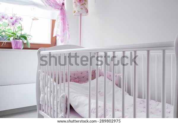 Closeup White Crib Nursery Room Stock Photo Edit Now 289802975