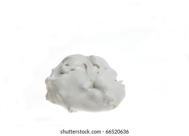 Closeup Of White Divinity Christmas Candy Isolated On White Background.  Divinity Candy With Pecans.