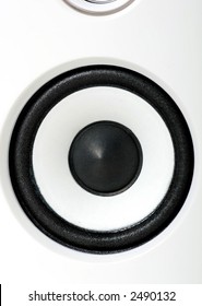 Closeup of white speaker