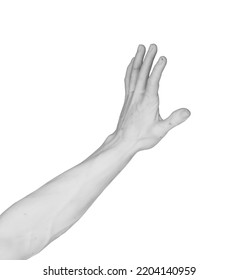 Closeup Of White Stone Marble Statue Hand Isolated On White Background With Clipping Path