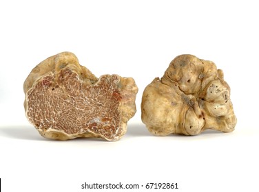 close-up of white truffle (tuber magnatum) isolated on white