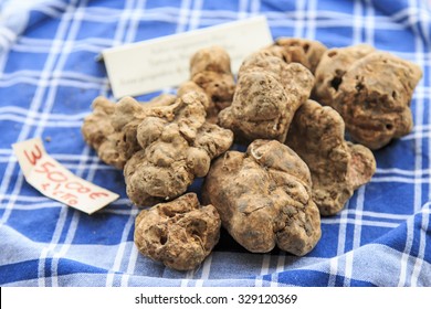 Closeup of white truffles