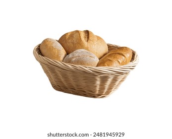 Closeup wicker bread basket isolated on white background - Powered by Shutterstock