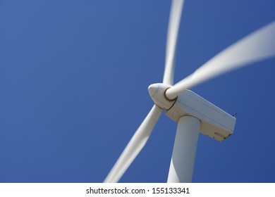 closeup of a windmill for renewable electric energy production
