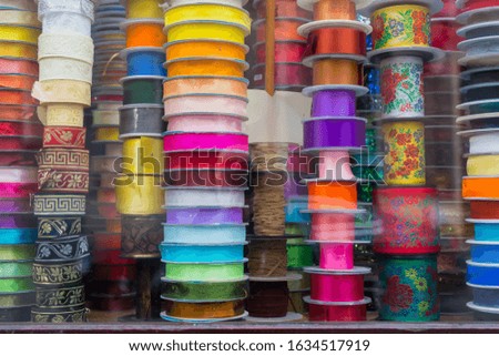 Image, Stock Photo Display stand with colourful clothes