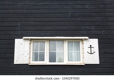 Closeup Window White Shutters Decorated Anchor Stock Photo 1545297050 ...