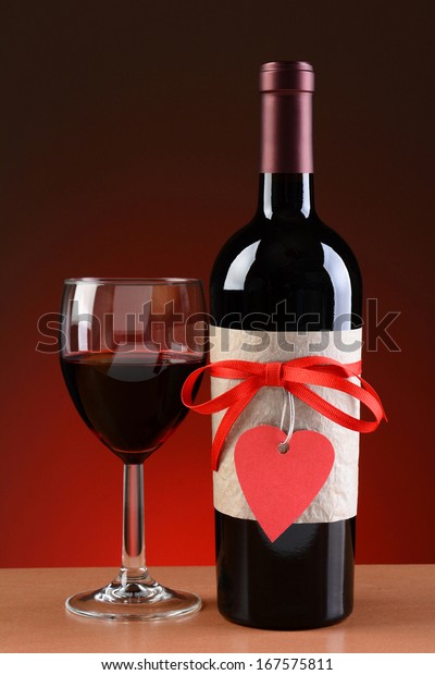 Closeup Wine Bottle Decorated Valentines Day Stock Photo Edit Now