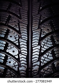 Closeup Of A Winter Snow Tire Tread