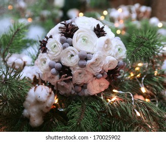 Closeup Winter Wedding Bouquet Flowers