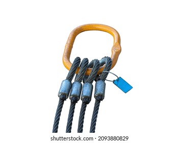 Closeup Wire Rope Sling Or Lifting Crane On White Background