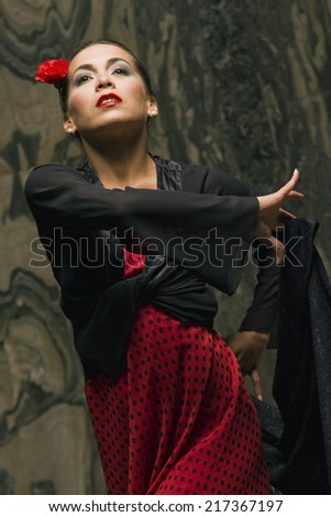 Similar – Portrait of girl in red dress