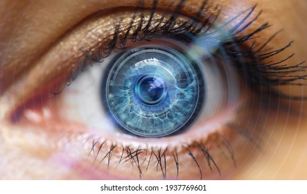 Closeup of woman eye with visual effects