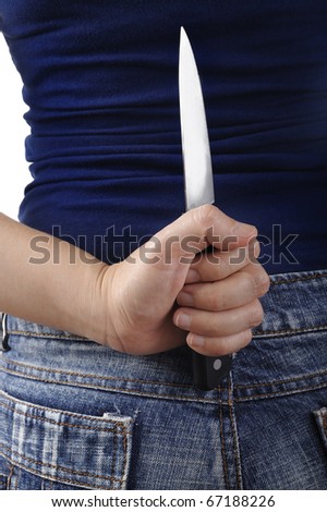 closeup woman holding a knife