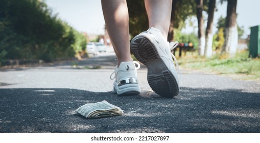 Close-up Of Woman Losing His Money