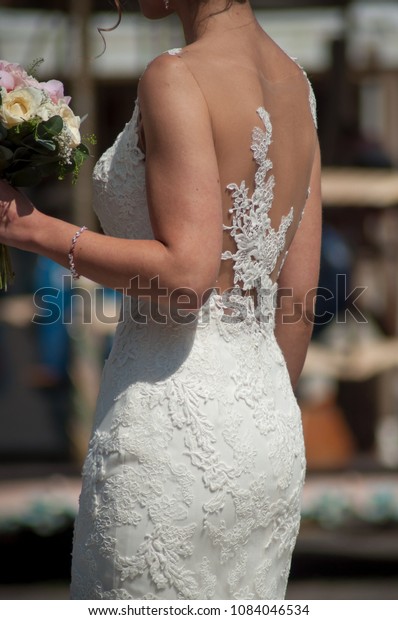 Closeup Woman Sexy Wedding Dress Back Stock Photo Edit Now