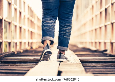 Legs Feet Young Girl Walking Around Stock Photo (Edit Now) 642133441