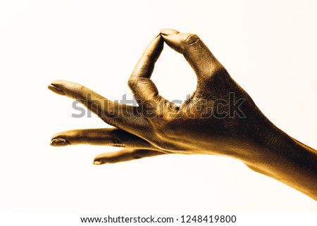 Closeup of woman's hands meditating, guan mudra on white background Stock fotó © 