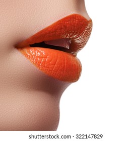 orange lipstick lips