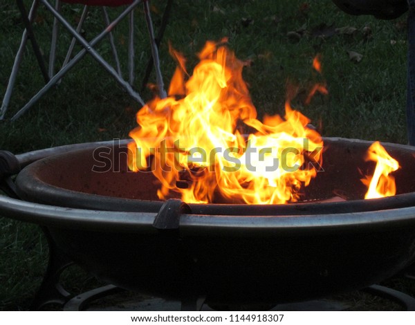 Closeup Wood Fire Burning Metal Fire Stock Image Download Now