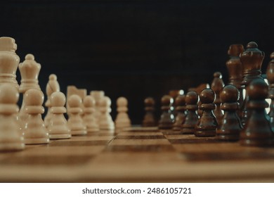 A close-up of wooden chess pieces on a chessboard - Powered by Shutterstock