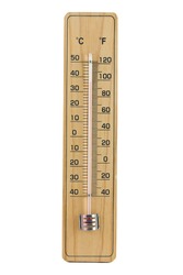 Close-up wooden thermometer scale isolated white background., a Technology Photo by Zyn Chakrapong