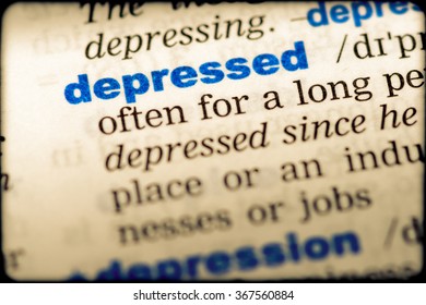 Closeup Word English Dictionary Depressed Definition Stock Photo ...