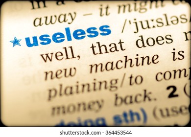 Closeup Word English Dictionary Useless Definition Stock Photo