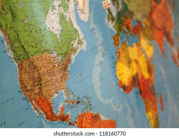 Close-up of world map