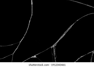 Close-up wrinkles and cracks LCD screen display of smartphone or tablet from smash and fall bumps, detail pattern and background