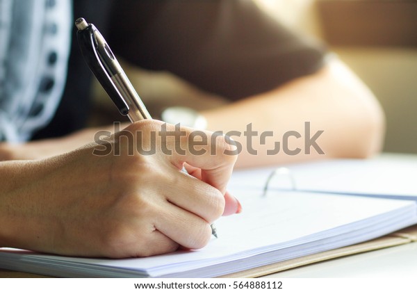 Closeup Writing Hands Businesswoman Stock Photo (Edit Now) 564888112