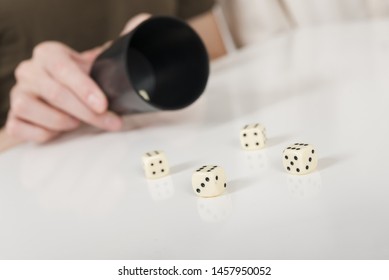 Close-up Yahtzee Game On White Table