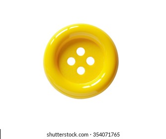 Closeup of yellow button on white background. Clipping path is included - Shutterstock ID 354071765