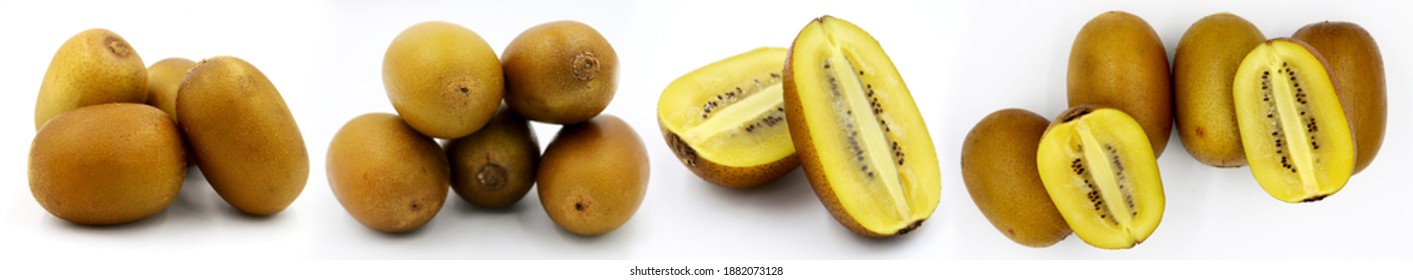 Close-up of yellow kiwi fruit,Select focus only.kiwi on white background. - Shutterstock ID 1882073128