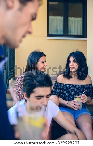 Similar – Group of people having fun in a summer day