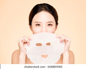 closeup young beauty face and facial mask