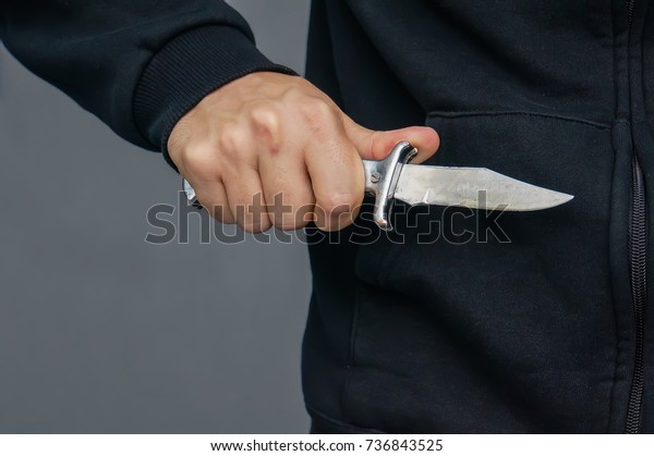 Closeup Young Man Hand Holding Knife Stock Photo (Edit Now) 736843525