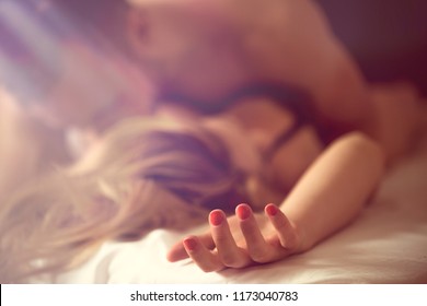 Close-up of young sexy couple in ecstasy