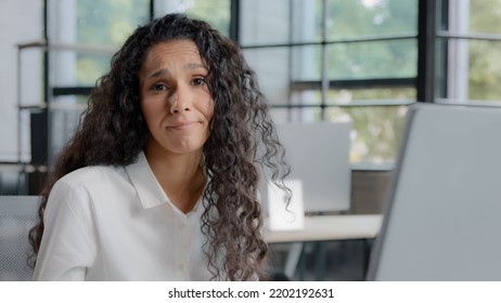 Close-up Young Unhappy Disappointed Businesswoman Sitting In Office Receiving Email Message On Computer Reading Bad News Upset Girl Manager Gets Rejected In Promotion Finds Error Frustrated By Mistake