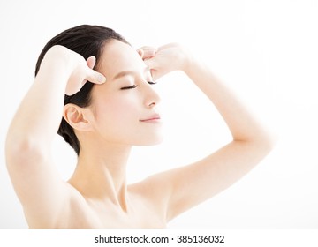  Closeup Young   Woman Face With Massage Gesture