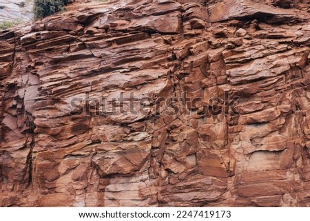 Closeup of Zion Canyon Navajo sandstone sedimentary rocks in Utah. Conceptual abstract background of earthy tones rocky texture. 