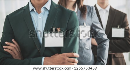 closeup.group of business people with blank badges
