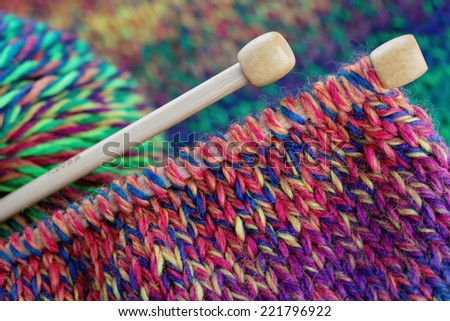 close-ups of needle and wool - needlecraft