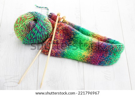 close-ups of needle and wool - needlecraft