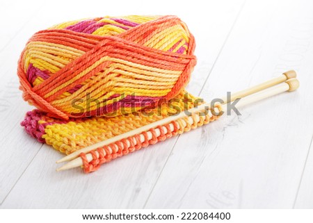 close-ups of needle and wool - needlecraft