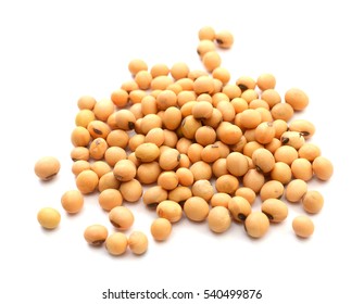 Close-ups Of Soybeans Isolated On White