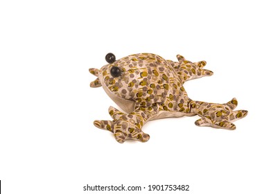 cloth frog doll isolated on white background with clipping path