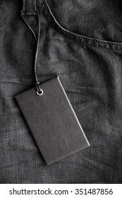 Cloth Jean Label Tag With Blank Black Mockup