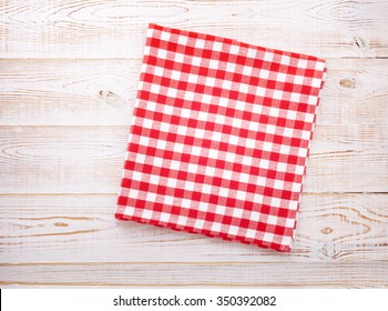 Cloth Napkin On White Wooden Background