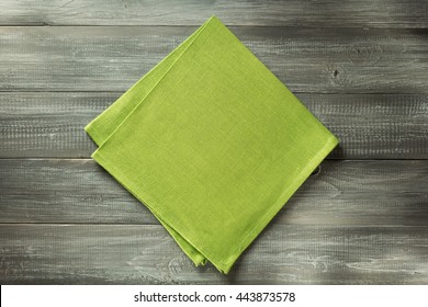 Cloth Napkin On Wooden Table Background