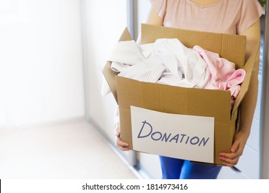 Clothes In Box For Concept Donation And Reuse Recycle